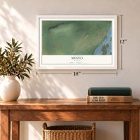 Minto, Alaska map, 12 x 18 inch print in a white frame in an entryway
