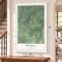 Mirabile, Missouri map, 24 x 36 inch print in a white frame by a staircase