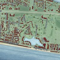 Second close-up of the map of Miramar Beach, Florida print showing more streets and buildings