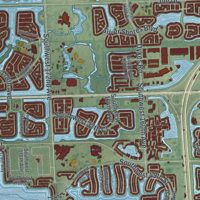 Second close-up of the map of Miramar, Florida print showing more streets and buildings