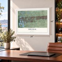 Miramar, Florida map, 18 x 24 inch print in a white frame in a home office