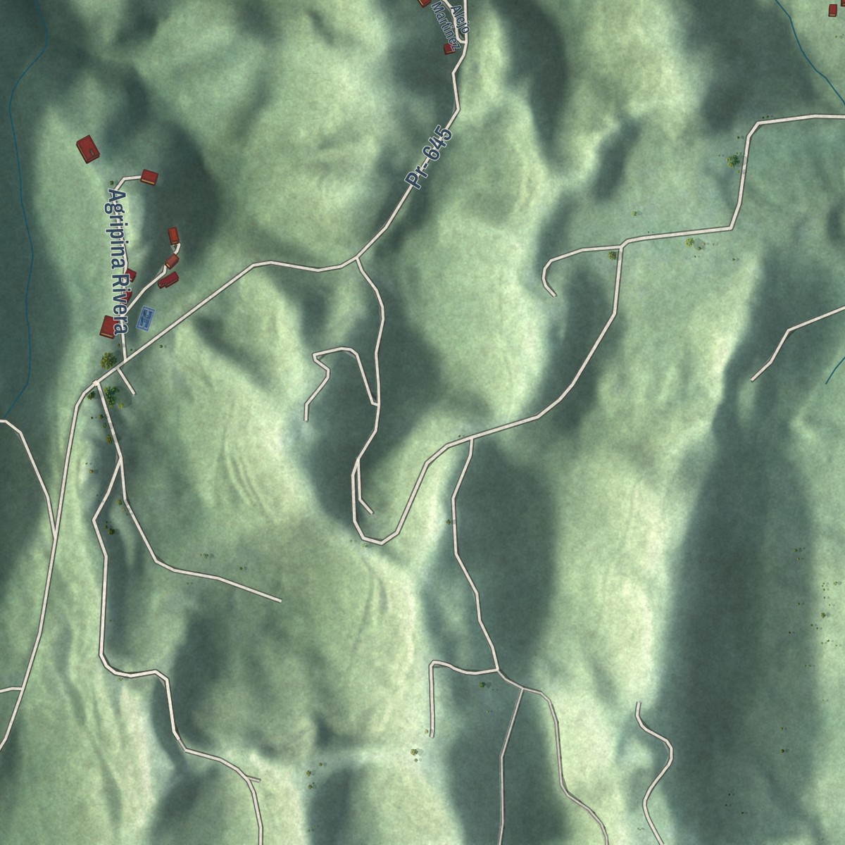 Second close-up of the map of Miranda, Puerto Rico print showing more streets and buildings