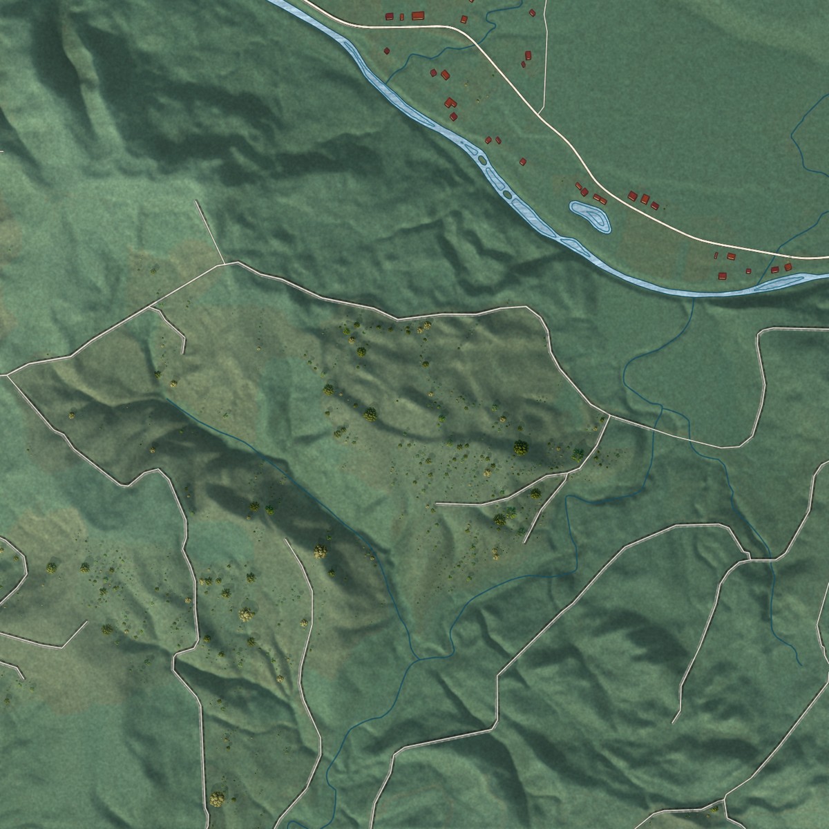 Second close-up of the map of Mist, Oregon print showing more streets and buildings
