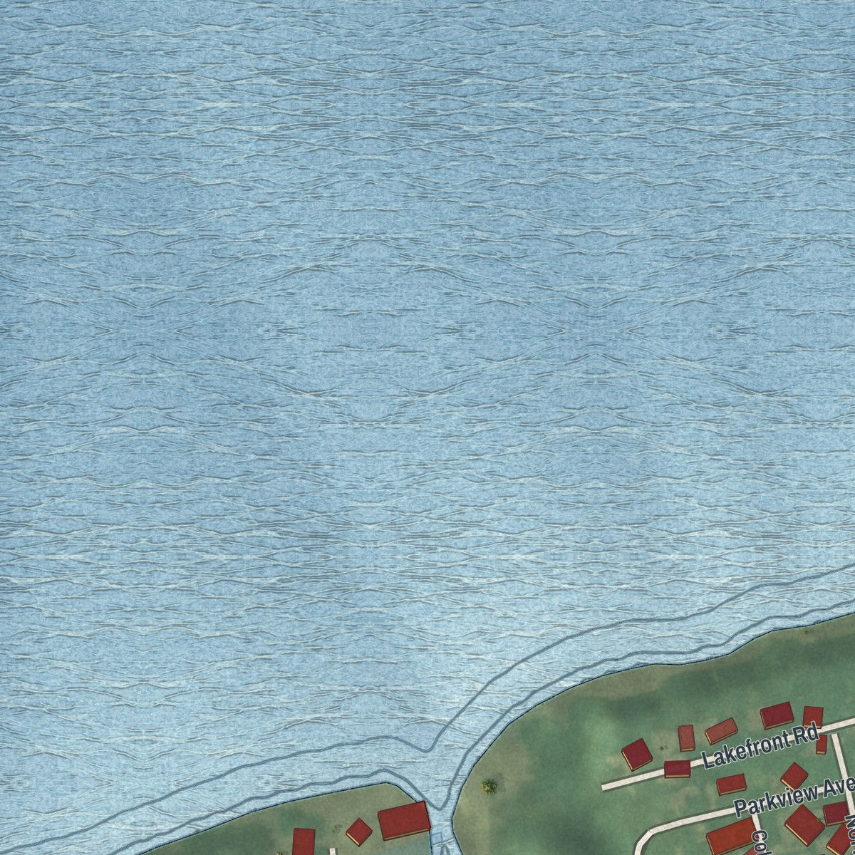Second close-up of the map of Mitiwanga, Ohio print showing more streets and buildings