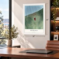 Mitiwanga, Ohio map, 18 x 24 inch print in a white frame in a home office