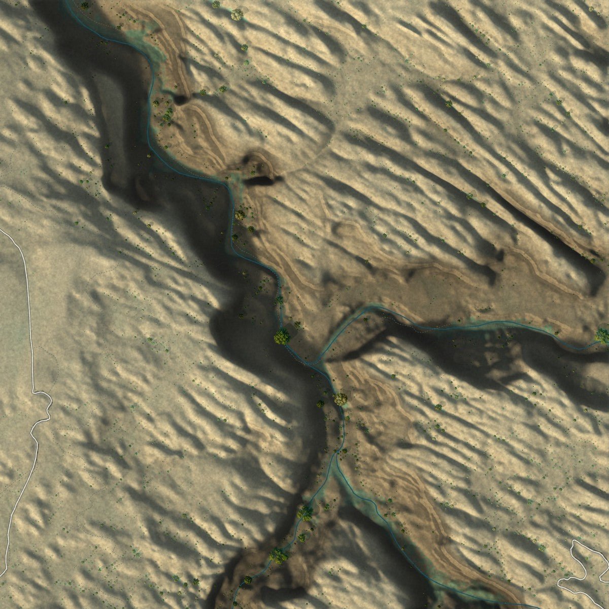Second close-up of the map of Moab, Utah print showing more streets and buildings