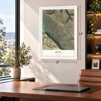 Moab, Utah map, 18 x 24 inch print in a white frame in a home office
