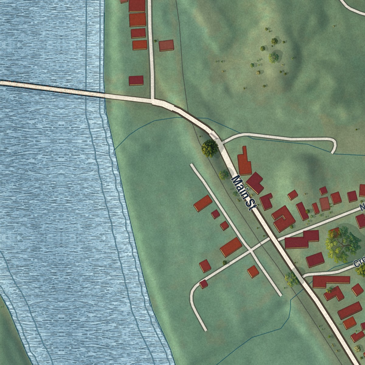 Second close-up of the map of Mocanaqua, Pennsylvania print showing more streets and buildings
