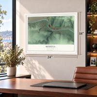 Modena, Pennsylvania map, 18 x 24 inch print in a white frame in a home office
