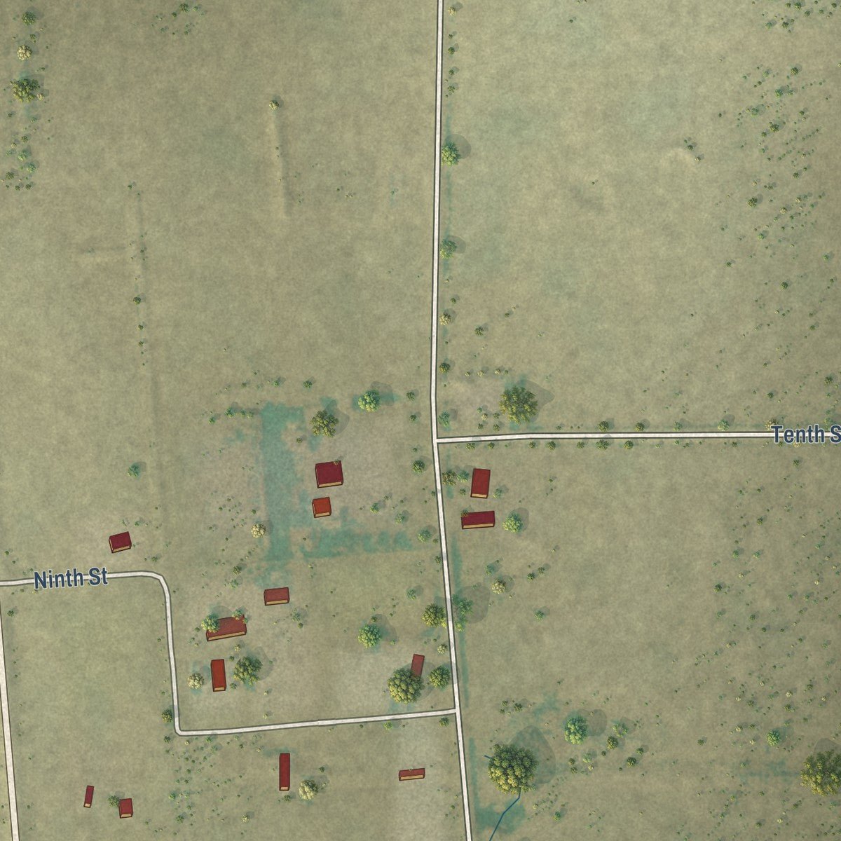 Second close-up of the map of Moffat, Colorado print showing more streets and buildings