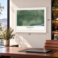 Moffett, Oklahoma map, 18 x 24 inch print in a white frame in a home office