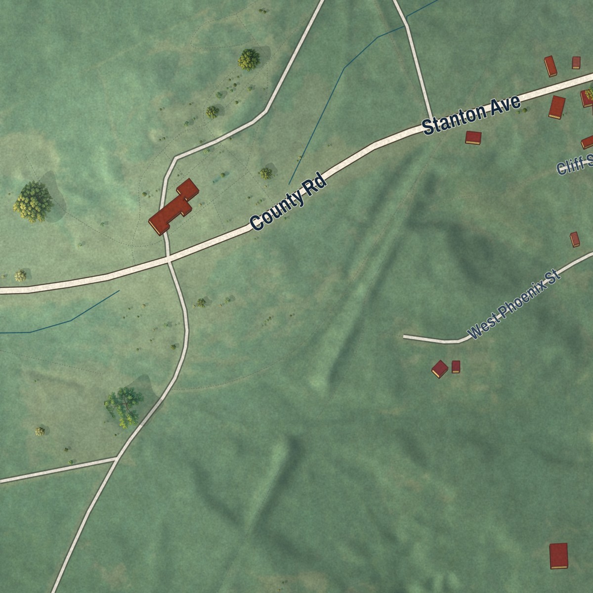 Second close-up of the map of Mohawk, Michigan print showing more streets and buildings