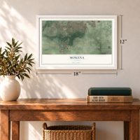 Mokena, Illinois map, 12 x 18 inch print in a white frame in an entryway