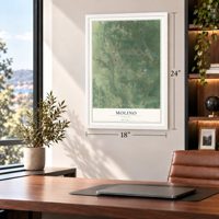 Molino, Florida map, 18 x 24 inch print in a white frame in a home office