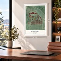 Mondawmin, Maryland map, 18 x 24 inch print in a white frame in a home office