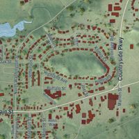 Second close-up of the map of Mondovi, Wisconsin print showing more streets and buildings