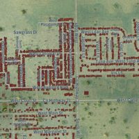 Second close-up of the map of Monee, Illinois print showing more streets and buildings