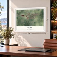 Monee, Illinois map, 18 x 24 inch print in a white frame in a home office