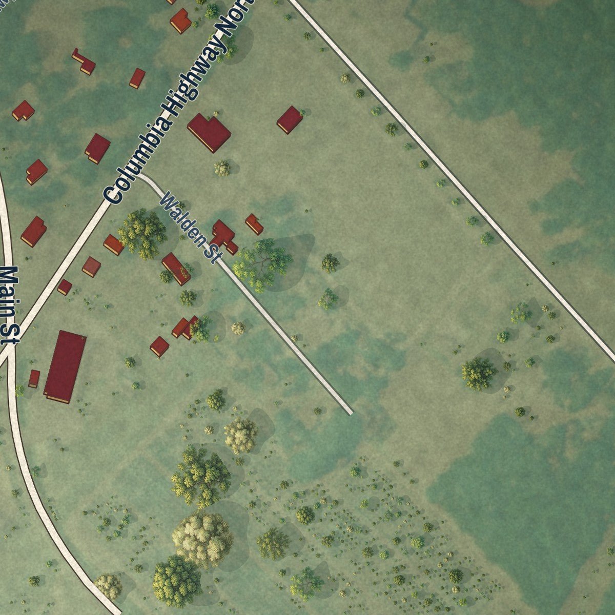 Second close-up of the map of Monetta, South Carolina print showing more streets and buildings