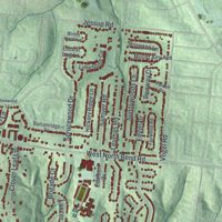 Second close-up of the map of Monfort Heights, Ohio print showing more streets and buildings