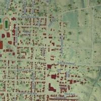 Second close-up of the map of Monmouth, Illinois print showing more streets and buildings
