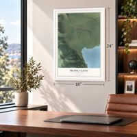 Mono City, California map, 18 x 24 inch print in a white frame in a home office