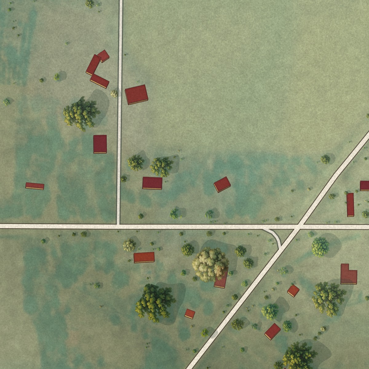 Second close-up of the map of Monroe, Arkansas print showing more streets and buildings