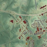 Second close-up of the map of Monroe, Georgia print showing more streets and buildings