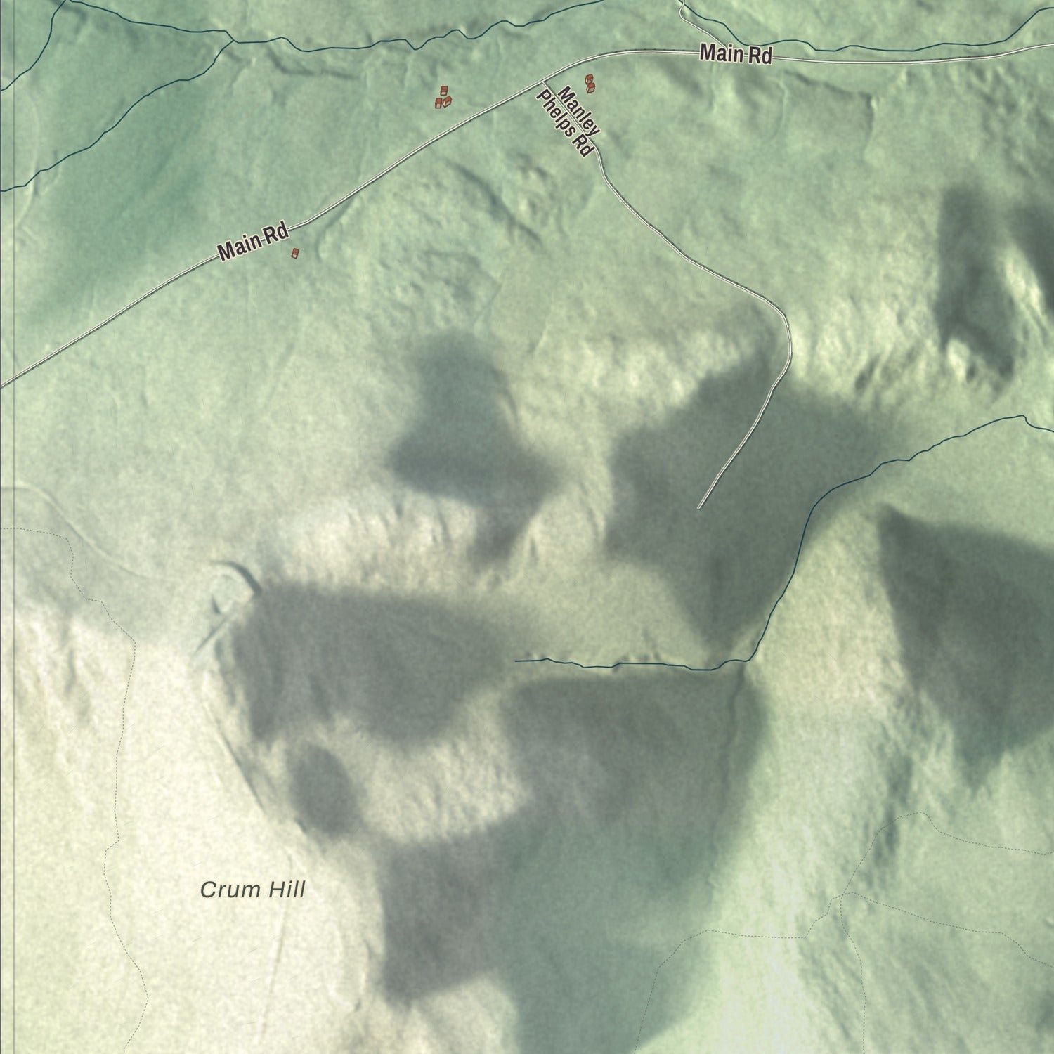 Close-up of the map of Monroe, Massachusetts print showing terrain and local geography