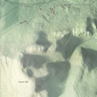 Close-up of the map of Monroe, Massachusetts print showing terrain and local geography