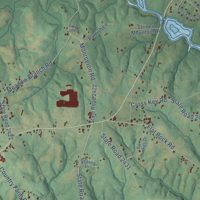 Second close-up of the map of Monroeton, North Carolina print showing more streets and buildings