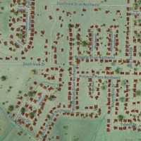 Second close-up of the map of Monrovia, Alabama print showing more streets and buildings