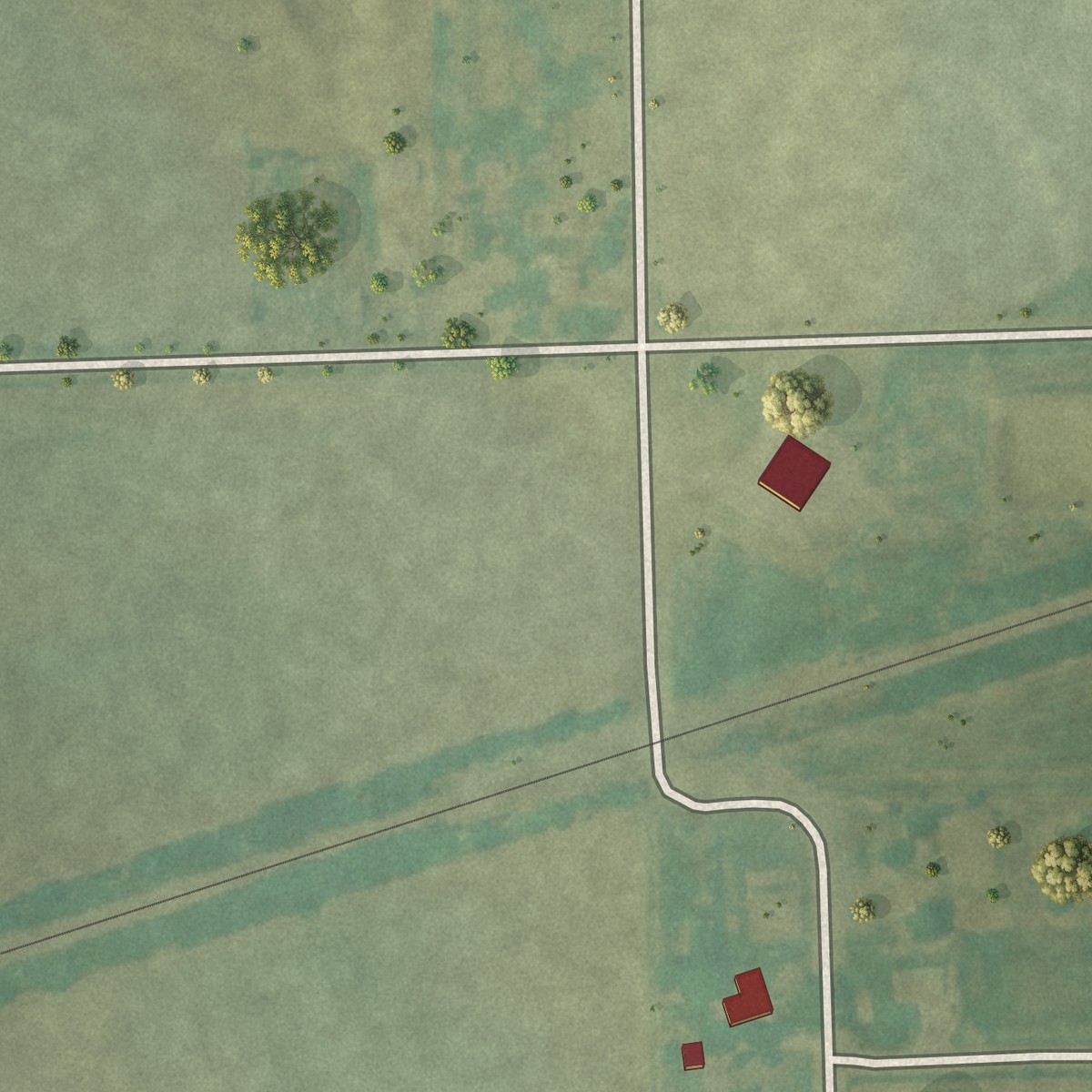 Second close-up of the map of Mont Ida, Kansas print showing more streets and buildings