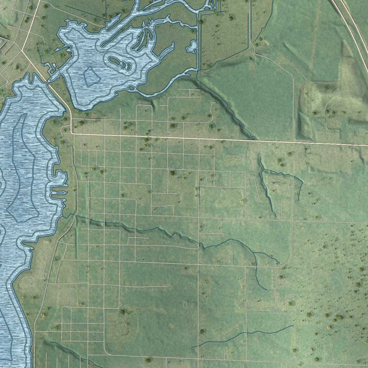 Second close-up of the map of Montague, Muskegon County, Michigan print showing more streets and buildings