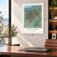 Montalvin Manor, California map, 18 x 24 inch print in a white frame in a home office