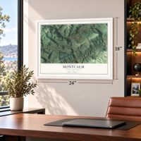 Montcalm, West Virginia map, 18 x 24 inch print in a white frame in a home office