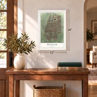 Montclair, California map, 12 x 18 inch print in a white frame in an entryway