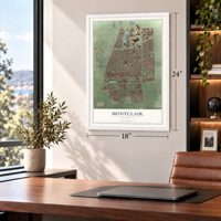 Montclair, California map, 18 x 24 inch print in a white frame in a home office