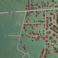 Second close-up of the map of Monte Grande, Puerto Rico print showing more streets and buildings