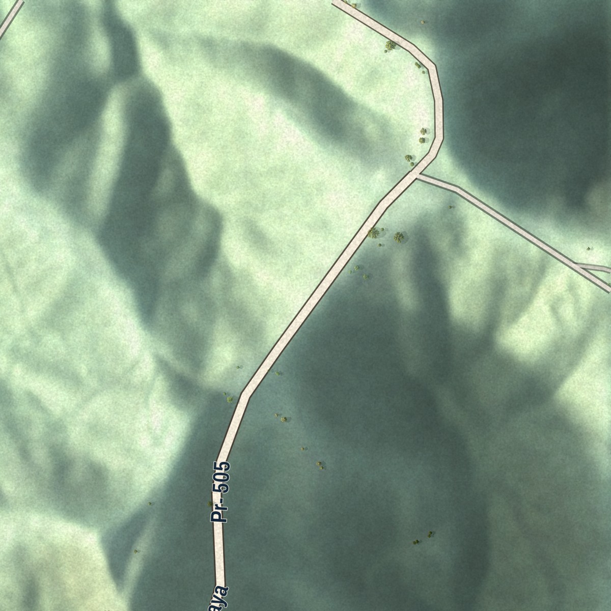 Second close-up of the map of Monte Verde, Puerto Rico print showing more streets and buildings