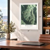 Monte Verde, Puerto Rico map, 18 x 24 inch print in a white frame in a home office