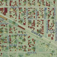 Second close-up of the map of Monte Vista, Colorado print showing more streets and buildings