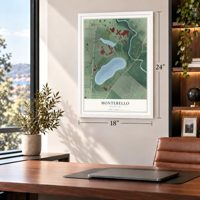 Montebello, Maryland map, 18 x 24 inch print in a white frame in a home office