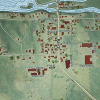 Second close-up of the map of Montello, Wisconsin print showing more streets and buildings
