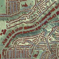 Second close-up of the map of Monterey Park, California print showing more streets and buildings