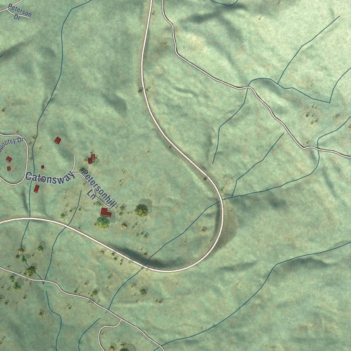 Second close-up of the map of Montgomery Creek, California print showing more streets and buildings