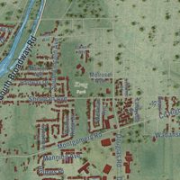 Second close-up of the map of Montgomery, Illinois print showing more streets and buildings