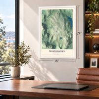 Montgomery, Massachusetts map, 18 x 24 inch print in a white frame in a home office