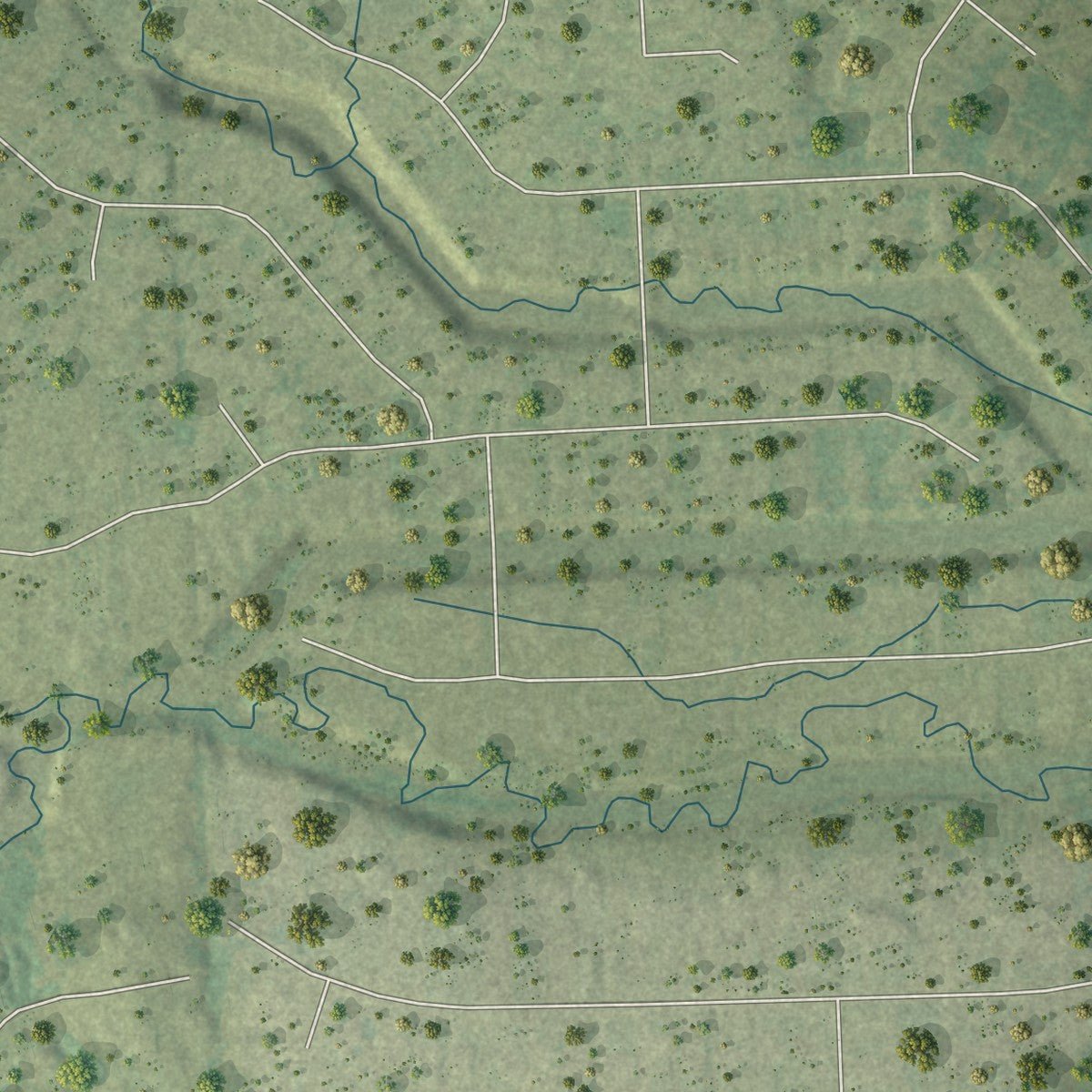 Second close-up of the map of Montgomery, Texas print showing more streets and buildings