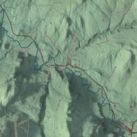 Close-up of the map of Montgomery, Vermont print showing terrain and local geography